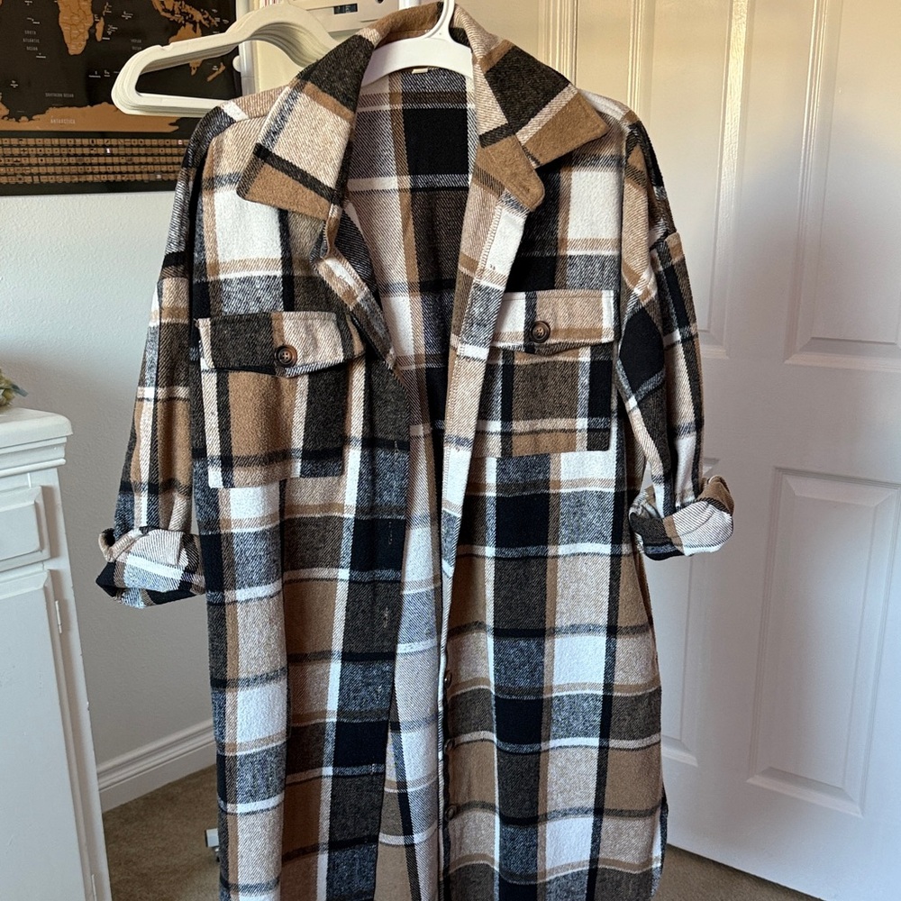 Plaid Women's Jacket in Black and Tan